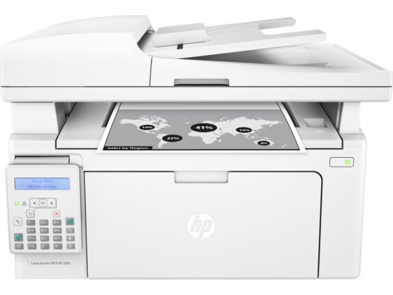 Product image - HP LaserJet Pro M130fn Copy/Print/Scan/Fax - Speed Balck & White 23ppm/ 150 Sheets paper tray/
Processor 600MHz / 24%-400% zoom range /Networked/ Memory 256MB /Resolution 1200x1200dpi-